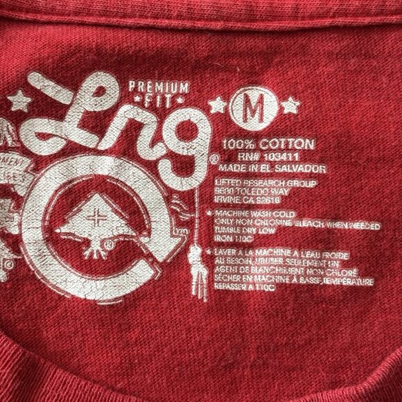 VTG Lifted Research Group LRG  Mens T-shirt Red Size M Graphic Tee Tree Y2K - Picture 10 of 12